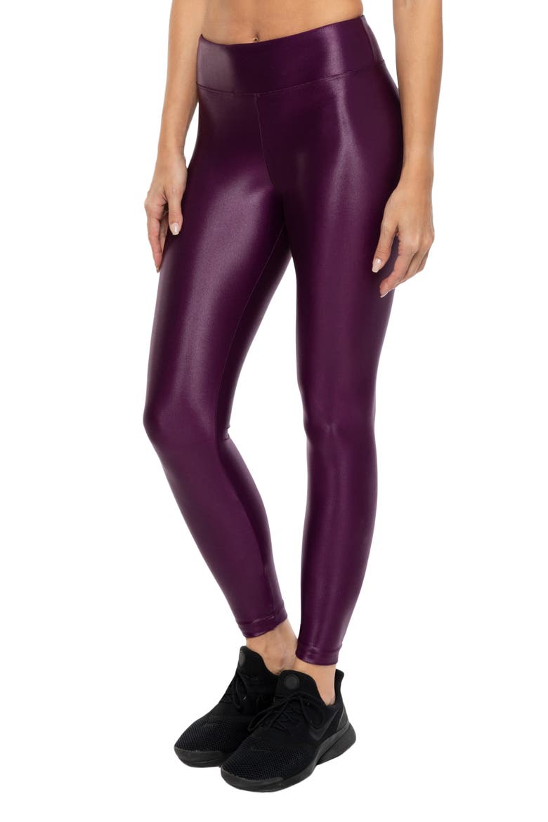 Lustrous High Waist Leggings, Alternate, color, SANGRIA