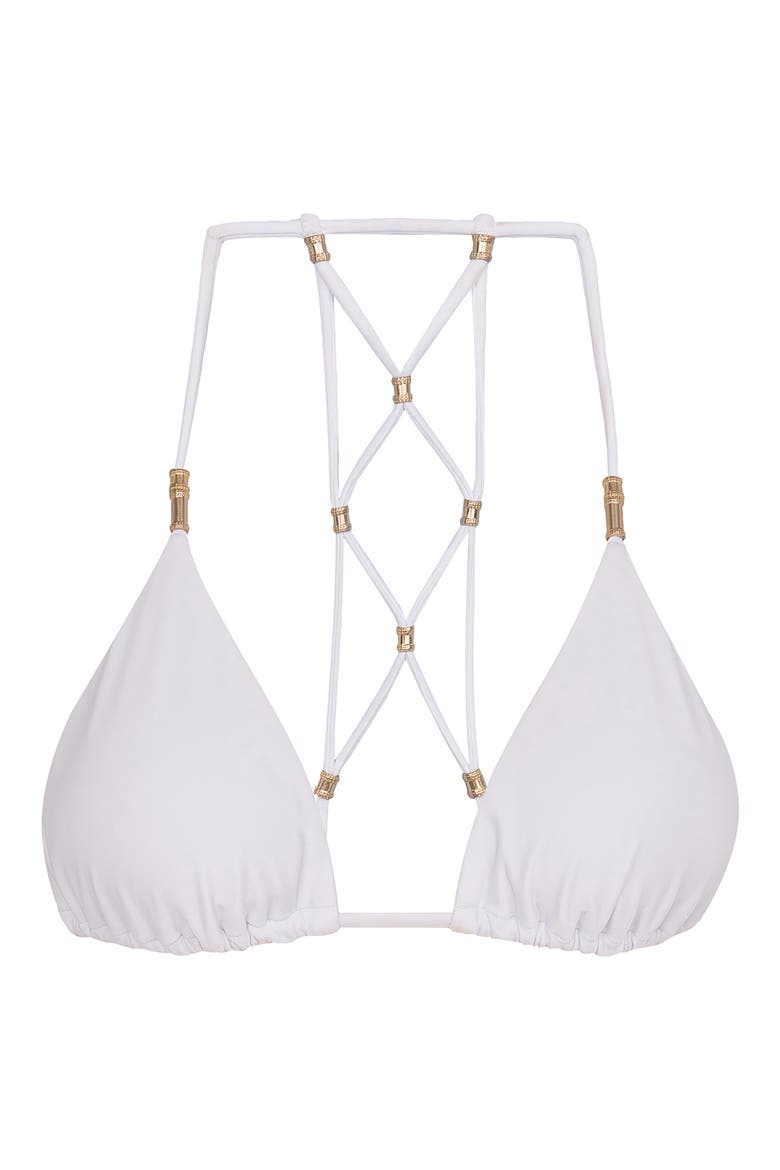 Lucy Strappy Triangle Bikini Top, Alternate, color, WHITE