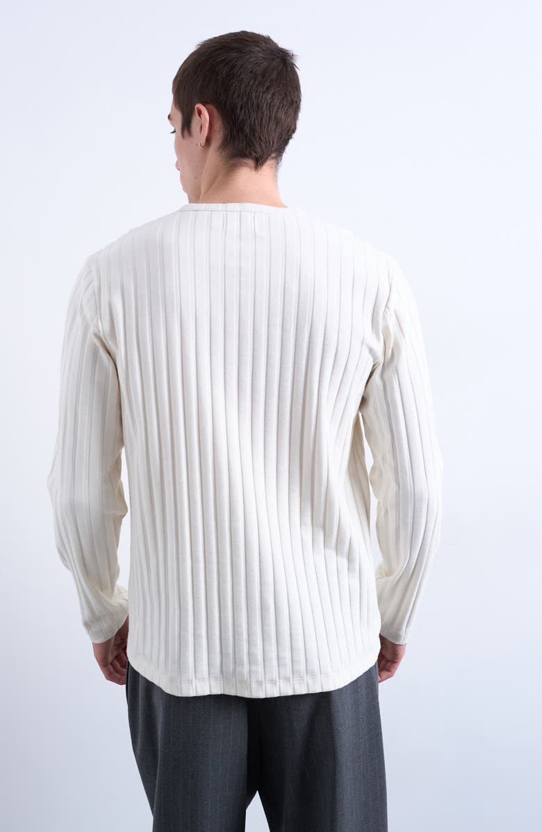 Topman Long Sleeve Rib Henley, Alternate, color, Cream