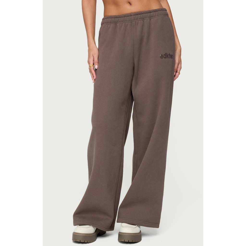 Edikted Be Logo Wide Leg Sweatpants In Brown