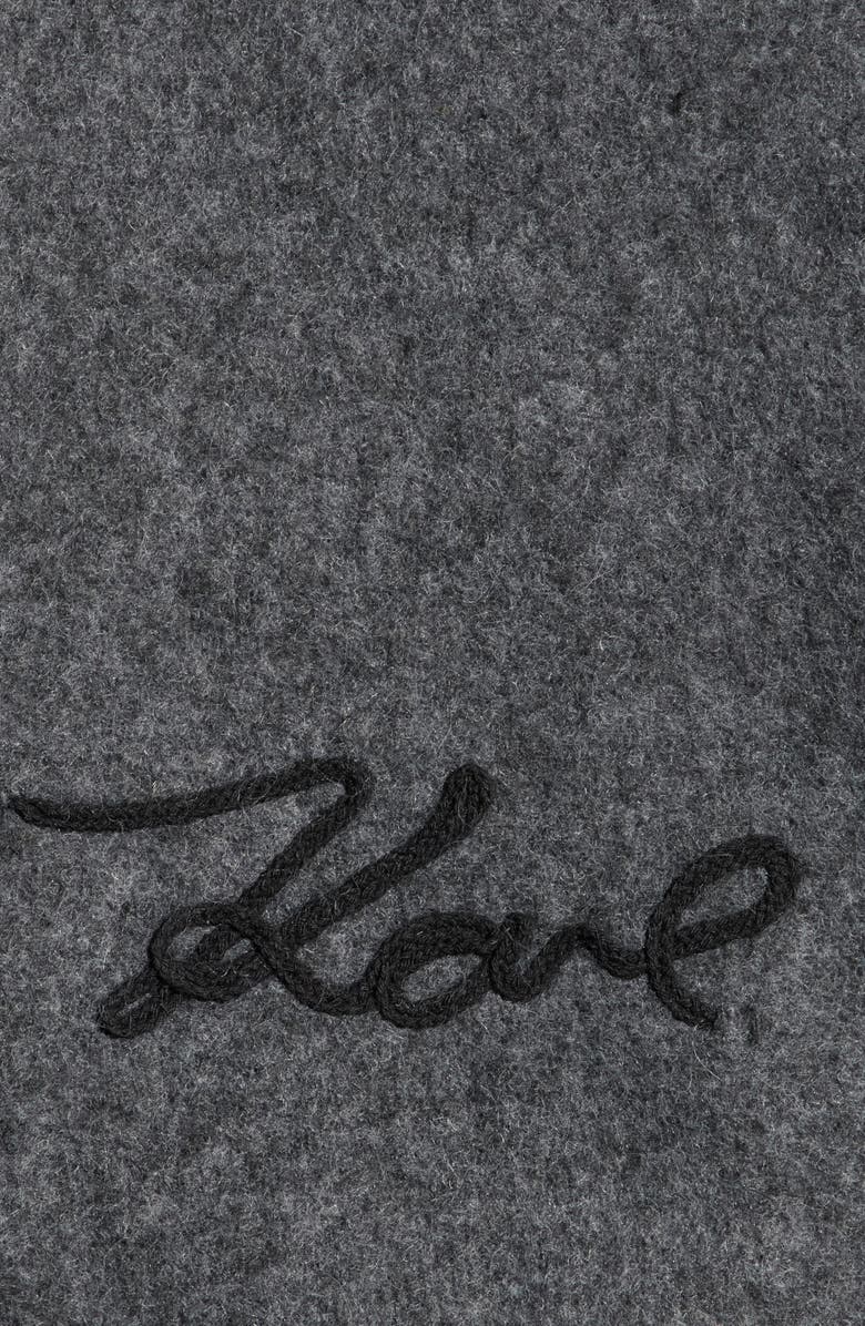 KARL LAGERFELD PARIS Whipstitch Logo Scarf, Alternate, color, Heather Granite