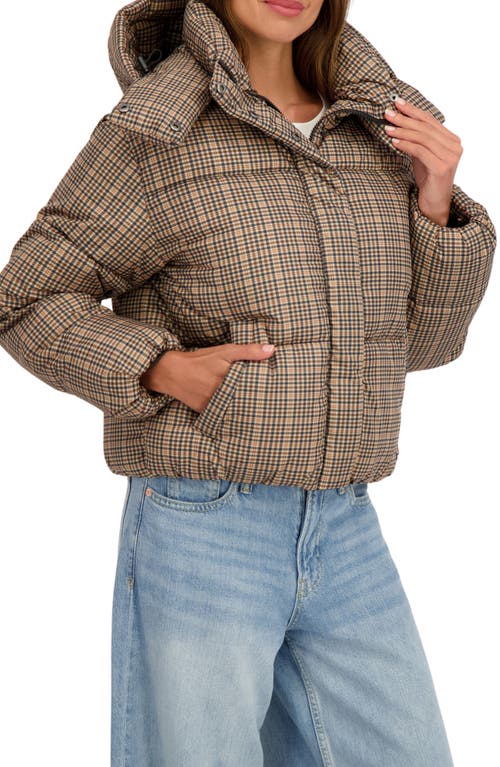 Sebby Short Hooded Puffer Jacket In Brown