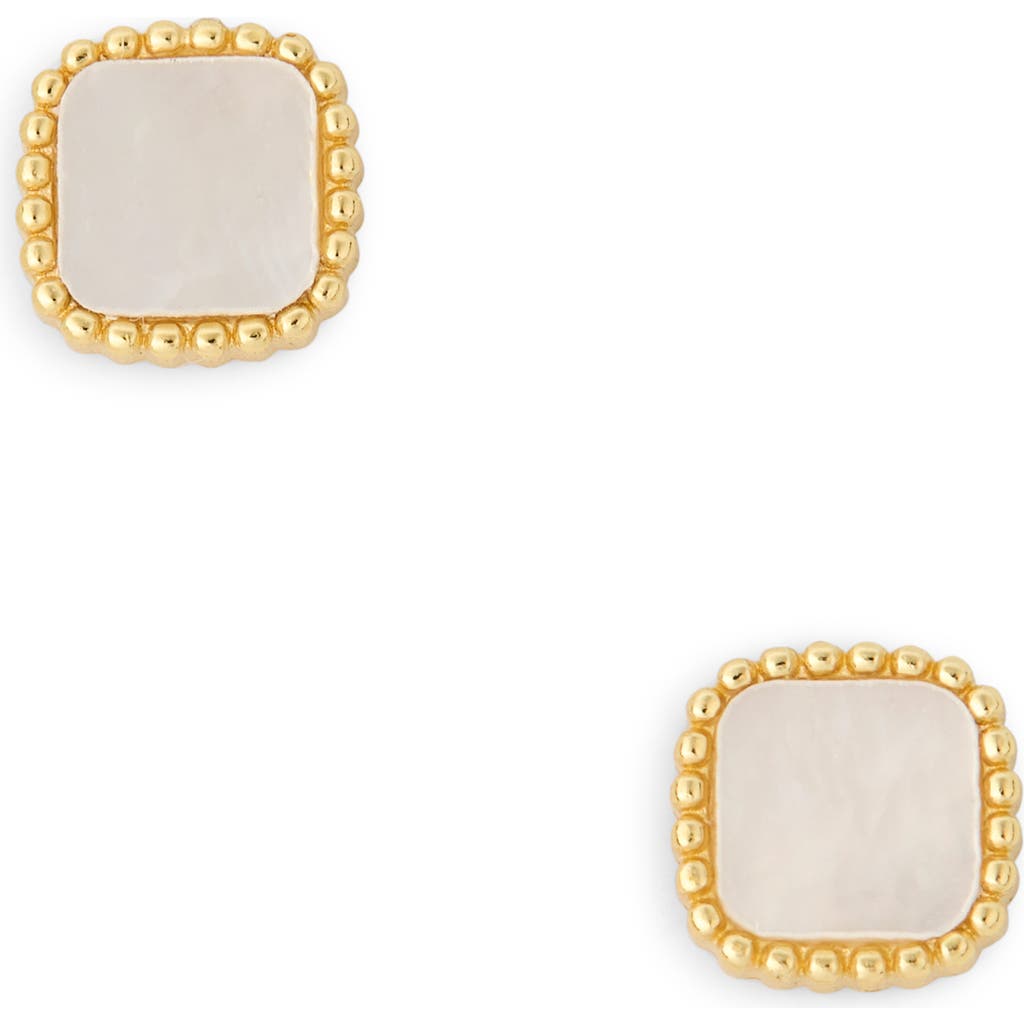 Argento Vivo Sterling Silver Mother Of Pearl Stud Earrings In Gold