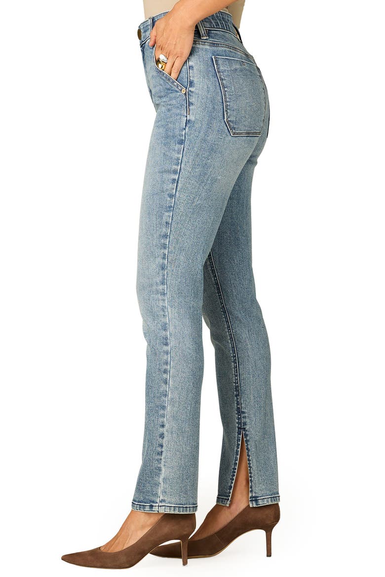 Side Slit High Waist Cigarette Jeans, Alternate, color, BLUE