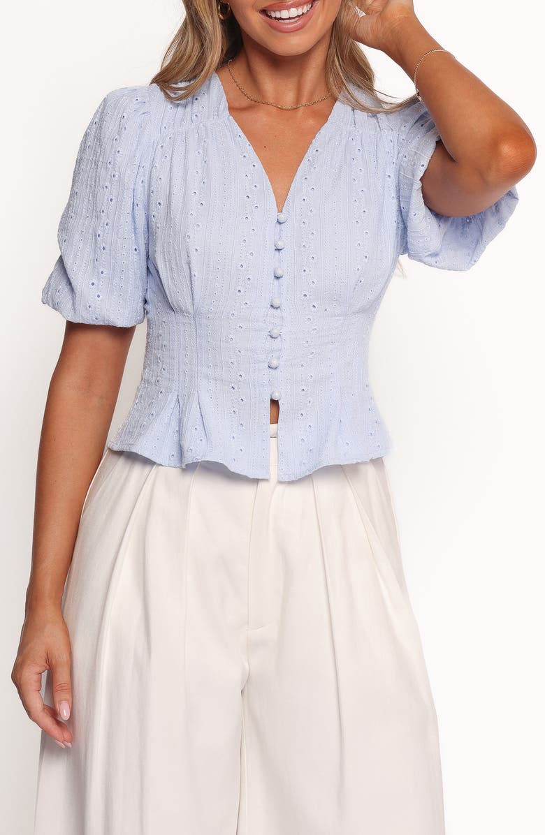 Petal & Pup Yuva Eyelet Crop Top, Main, color, Cornflower Blue