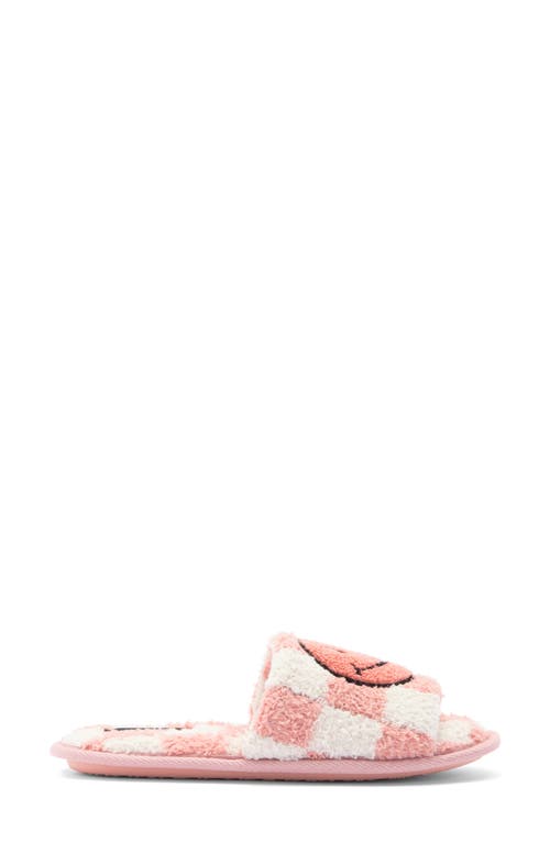 Joe Boxer Faux Fur Happy Face Slide Slipper In Brown