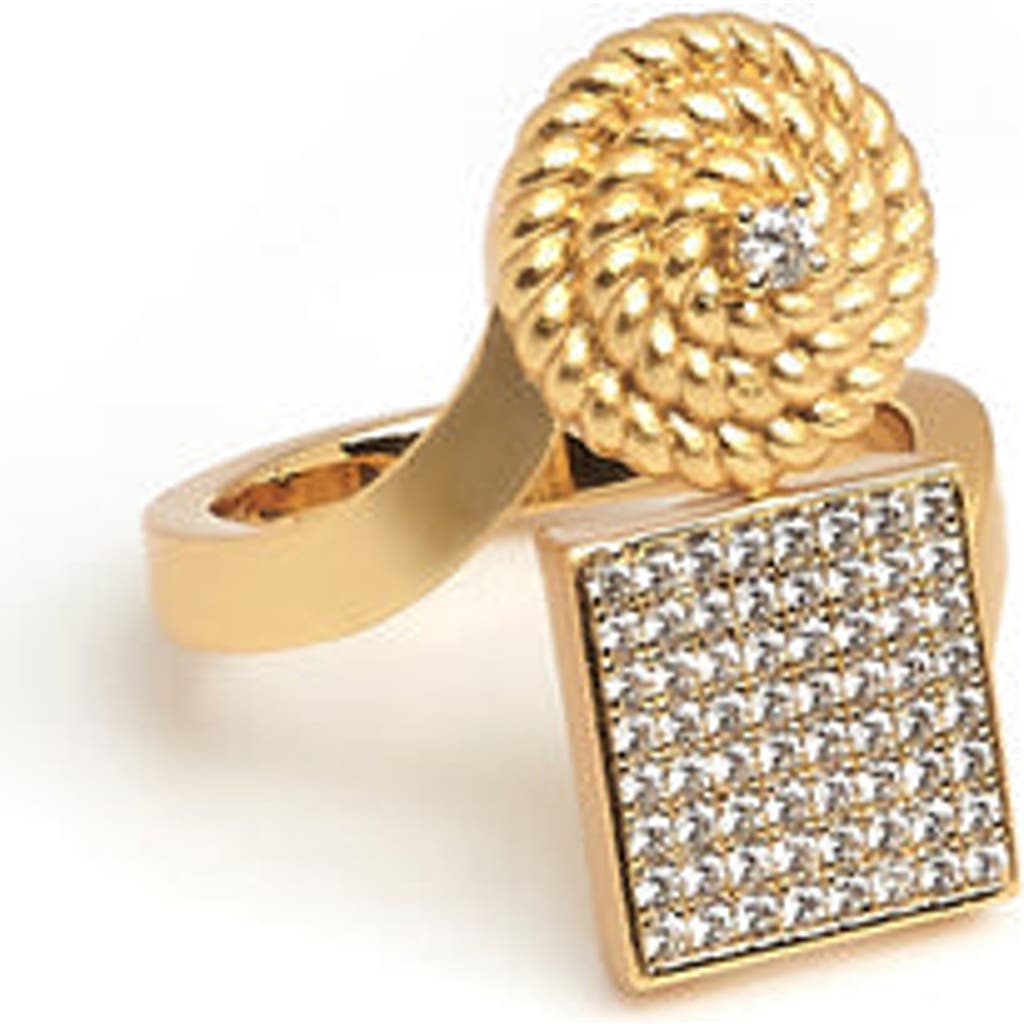 Zarux Flower Square Ring In Gold
