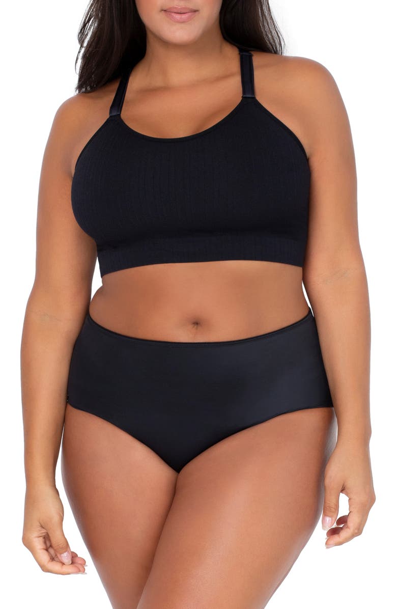 Curvy Couture Smooth Seamless Comfort Wireless Bralette, Main, color, Black Hue