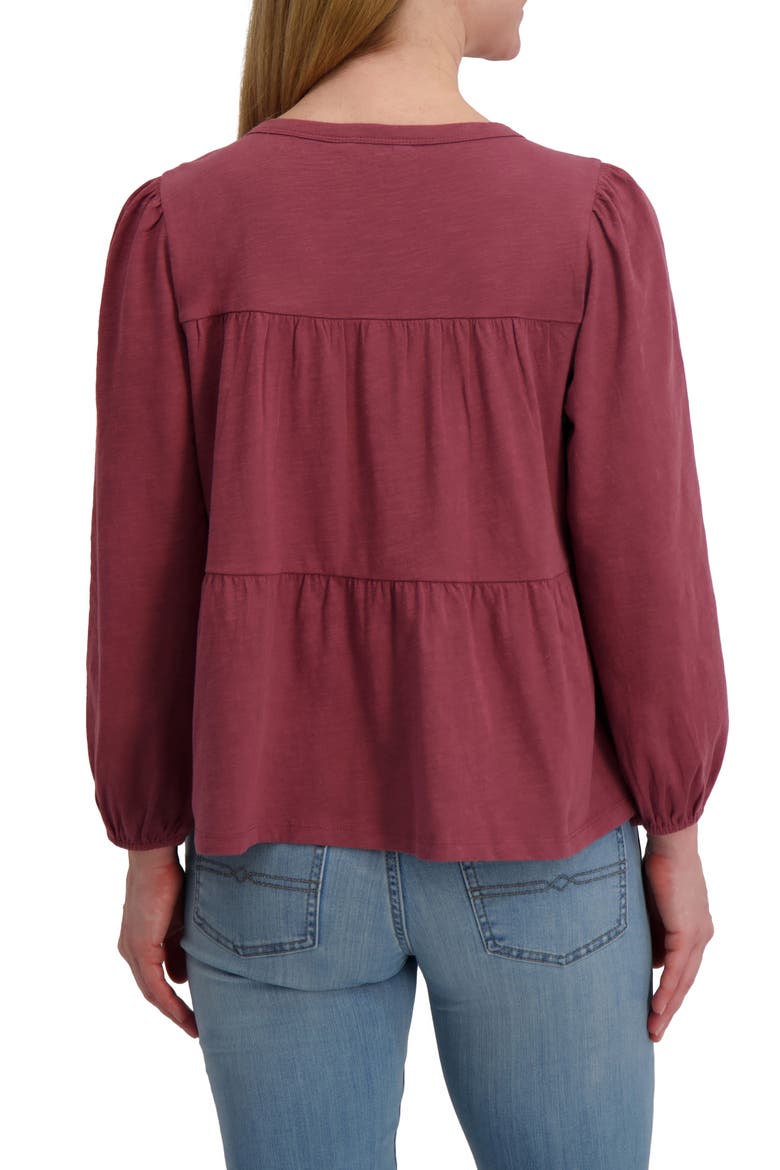 Long Sleeve Cotton Babydoll Top, Alternate, color, WILD GINGER