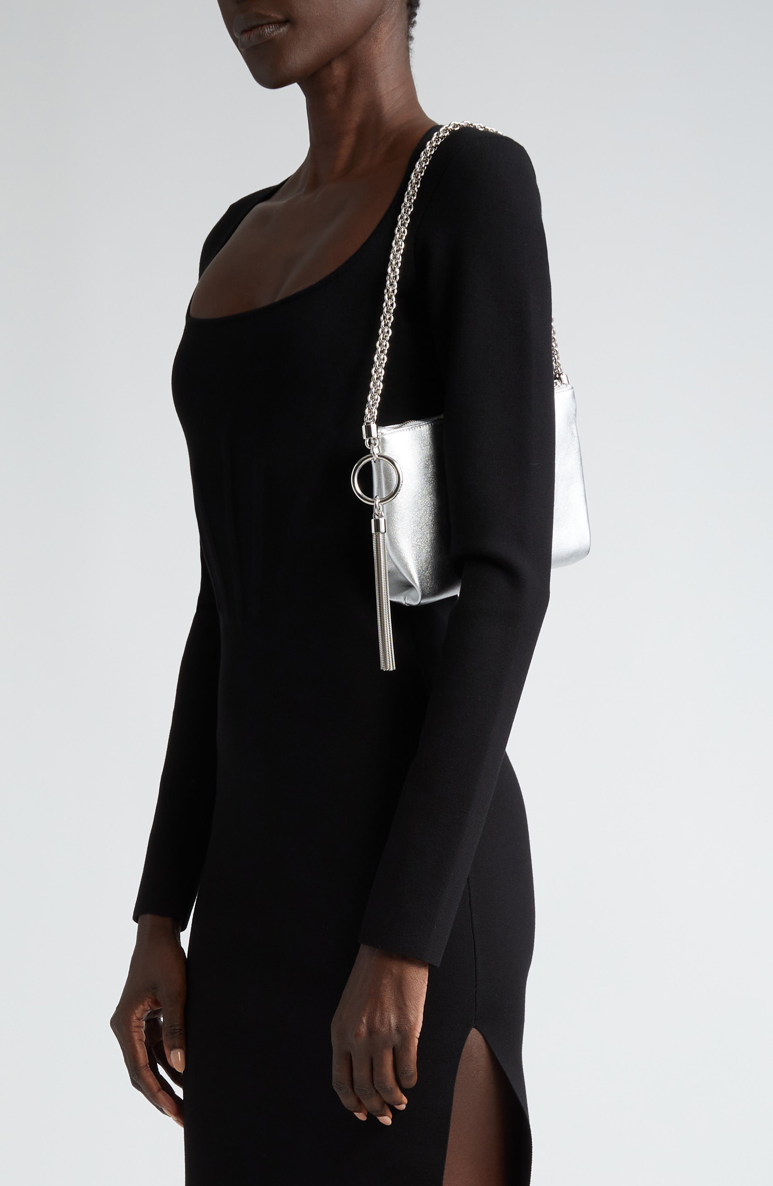 Jimmy Choo Mini Callie Metallic Leather Shoulder Bag, Alternate, color, 