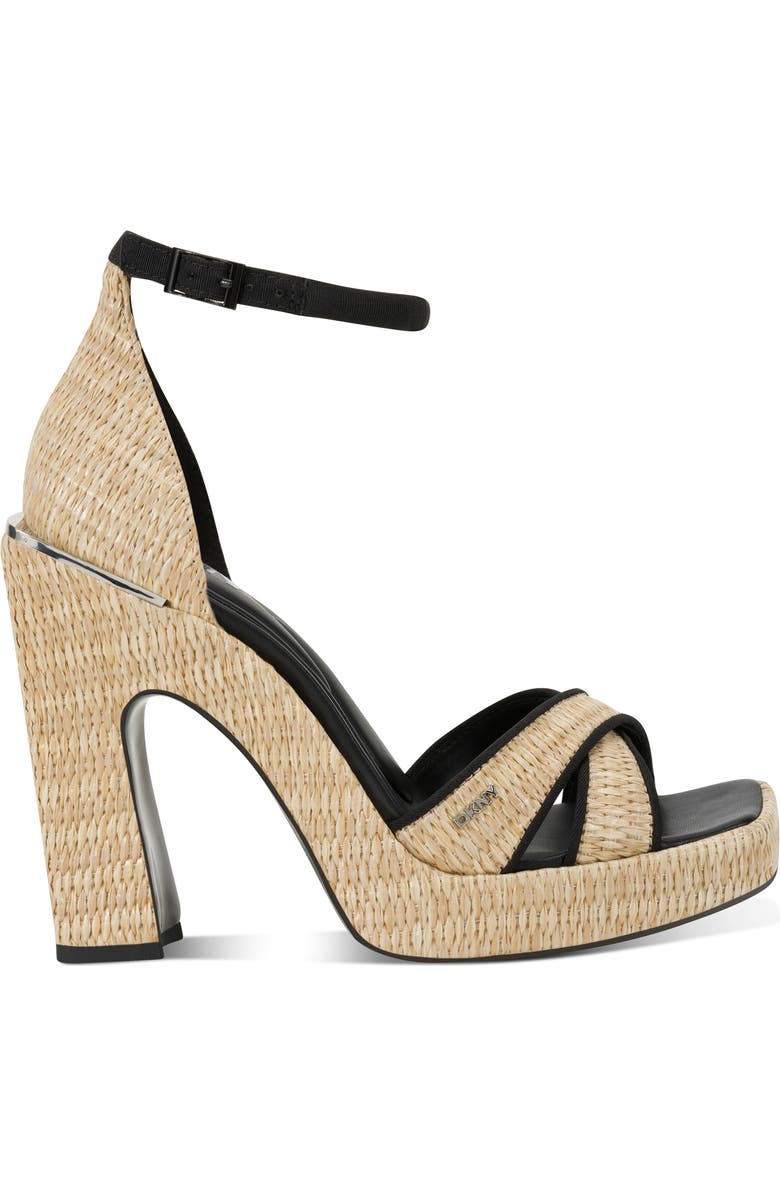 DKNY Linda Ankle Strap Platform Sandal, Alternate, color, Natural/ Black