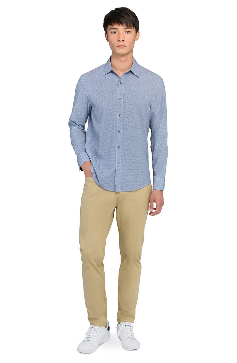 W.R.K Slim Fit Round Geo Print Performance Button-Up Shirt, Alternate, color, White/ Blue
