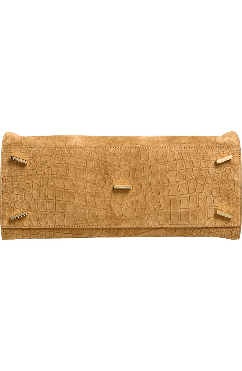 FERRAGAMO Hug Croc Embossed Suede Handbag, Alternate, color, Naturale