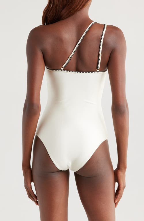 Shop Boamar Aurora One-shoulder One-piece Swimsuit In Shimmer Ivory