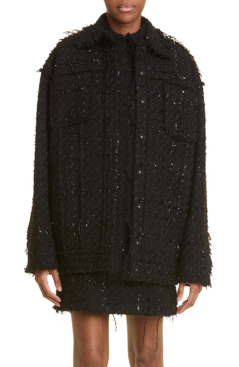 Jason Wu Collection Metallic Fringe Tweed Jacket, Main, color,