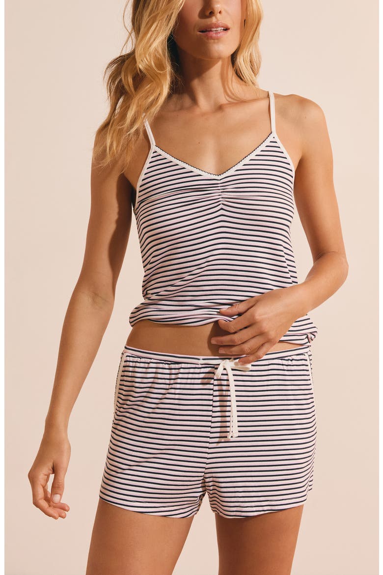 Vicky Striped Sleep Shorts, Alternate, color, NAVY