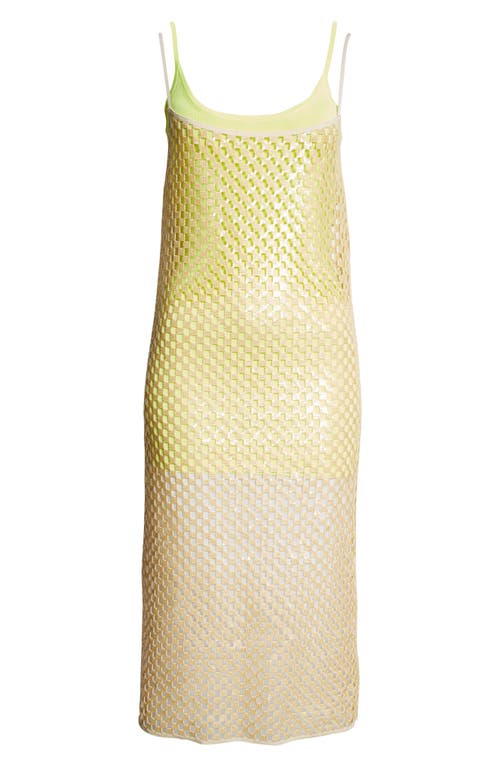 Zankov Victoire Sequined Checker Crochet Knit Midi Dress In Pebble