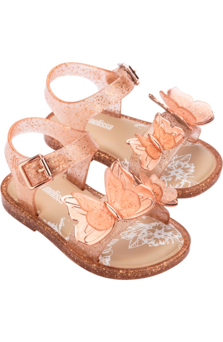 Mini Melissa Fly III Sandal, Main, color, Beige Glitter