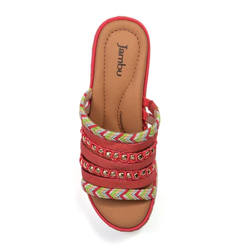 Jambu Dahlia Wedge Sandal In Coral Multi