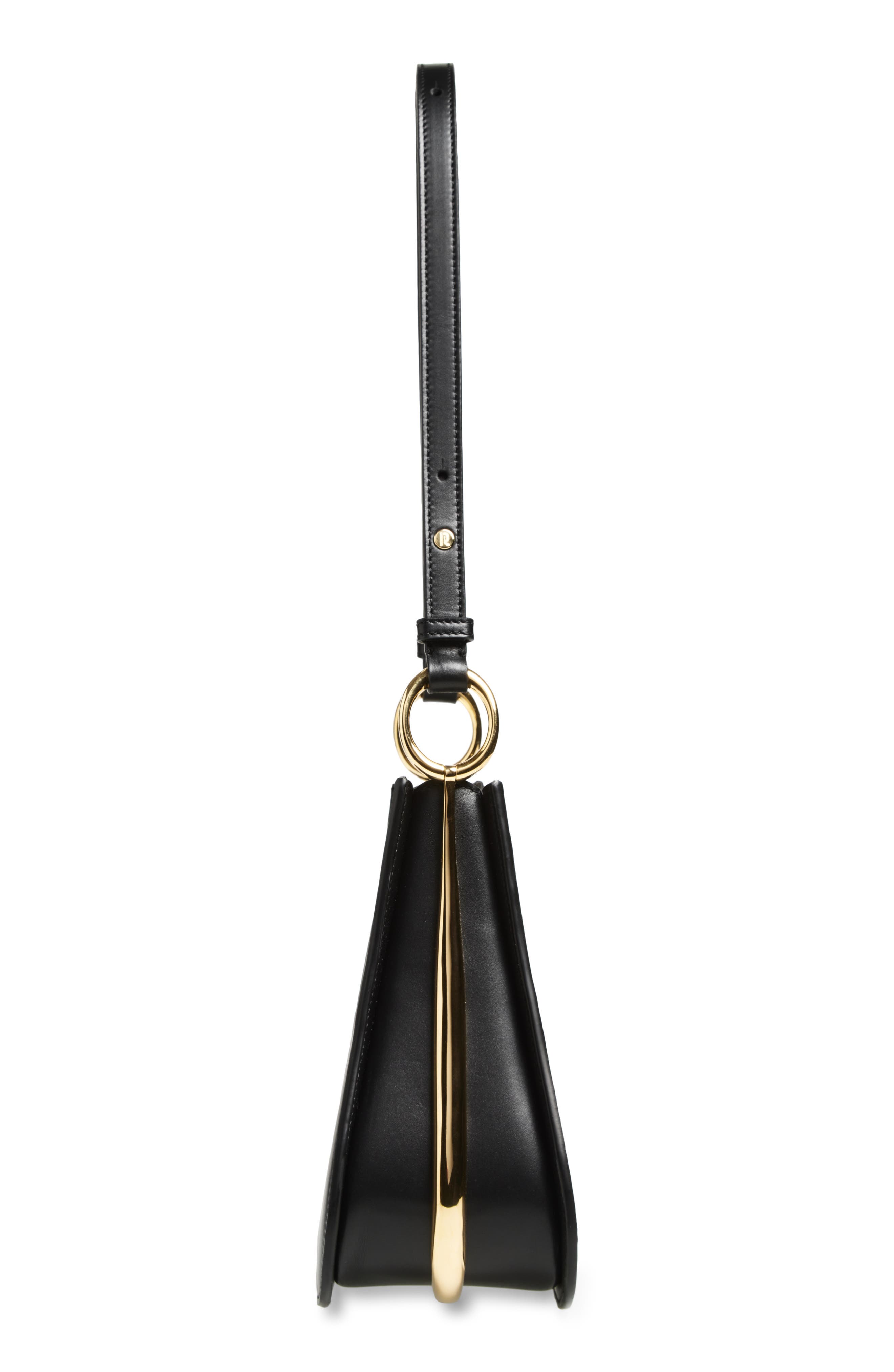 Rabanne The Medium Ring Leather Shoulder Bag, Alternate, color, Black / Gold