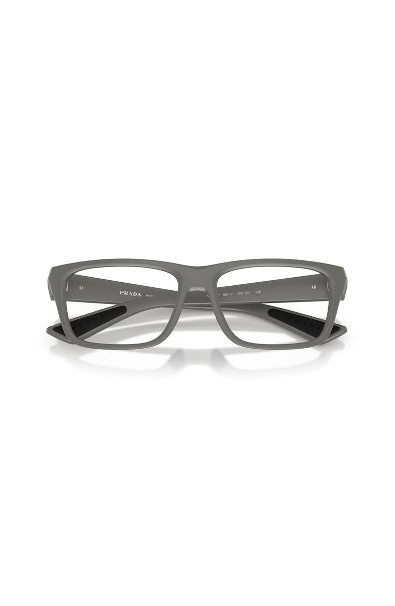 Prada Linea Rossa 56mm Rectangle optical glasses, Alternate, color, Grey