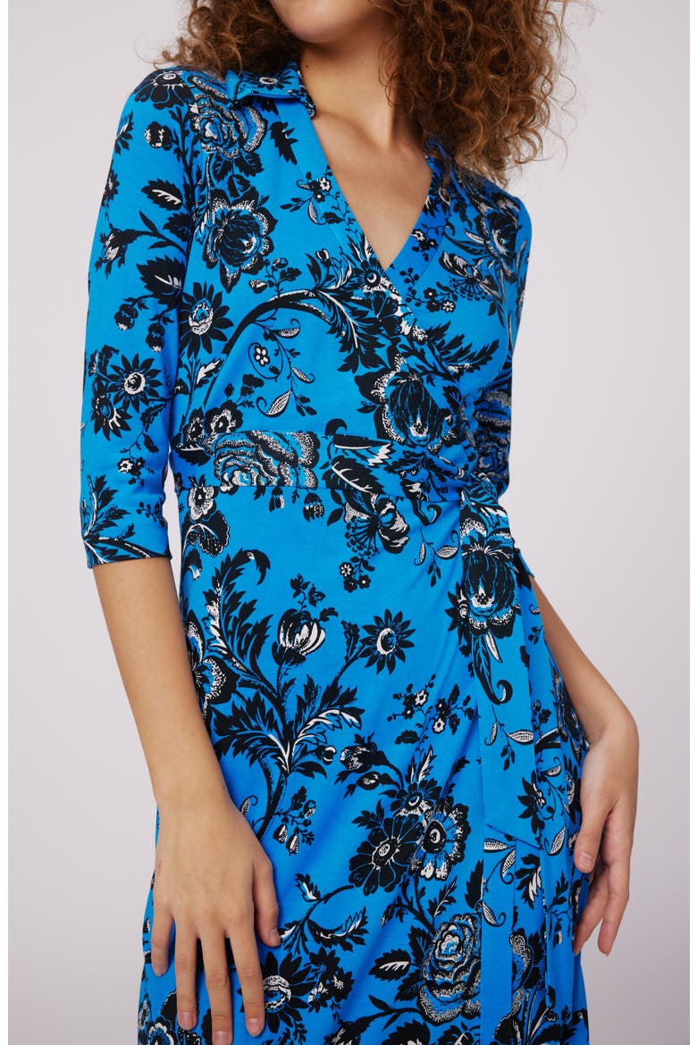 Abigail Floral Silk Wrap Maxi Dress, Alternate, color, NIGHT VINE BLUE LG