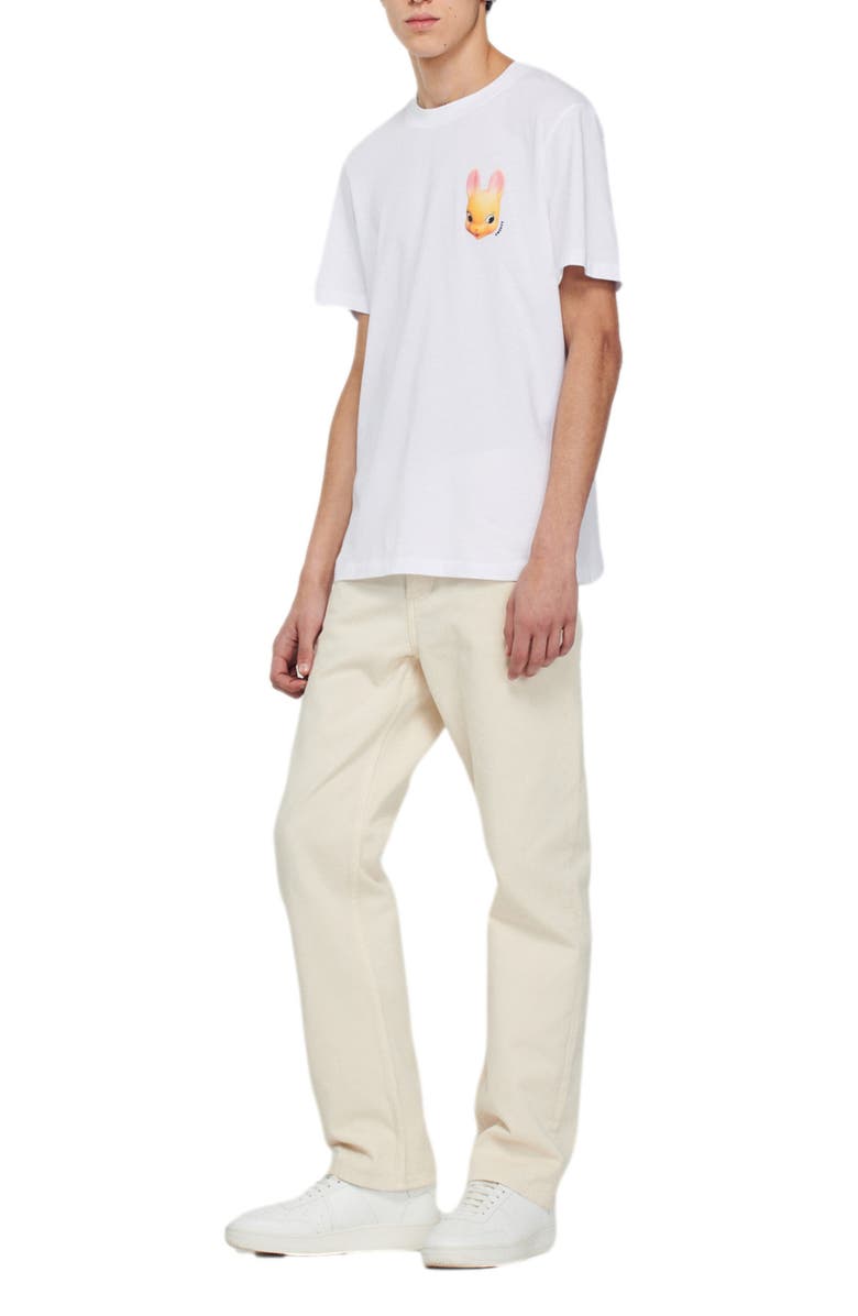 SANDRO Rabbit Cotton Graphic Logo Tee, Alternate, color, White