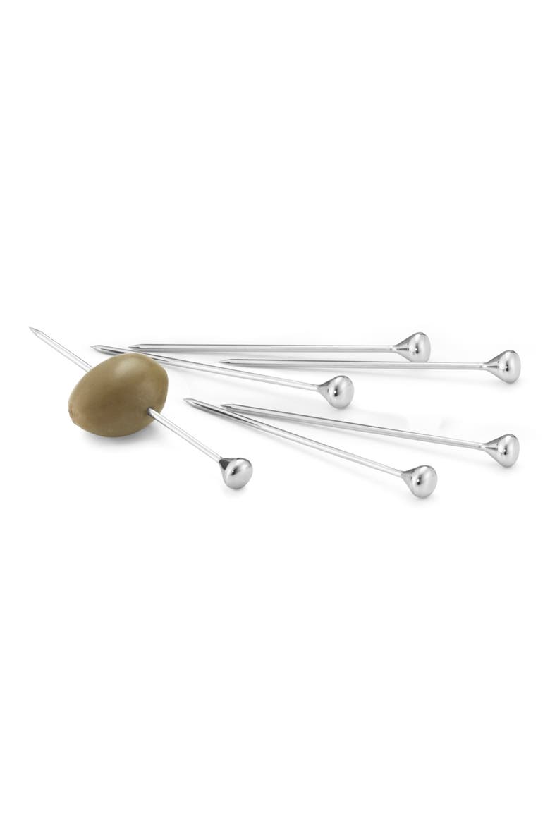 Set of 6 Sky Food & Cocktail Sticks, Alternate, color, SILVER