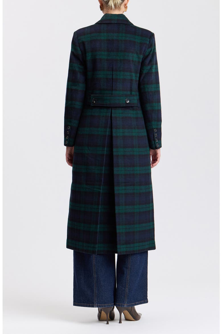 Plaid Relaxed Double Breasted Maxi Coat, Alternate, color, BLACKWATCH PLAID