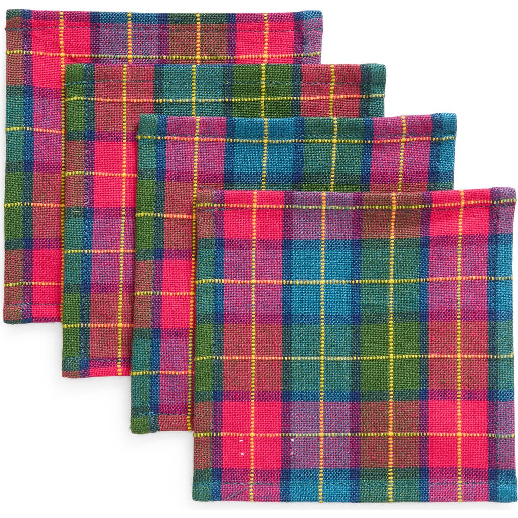 Heather Taylor Home Set of 4 Plaid Cocktail Napkins in Holly Plaid