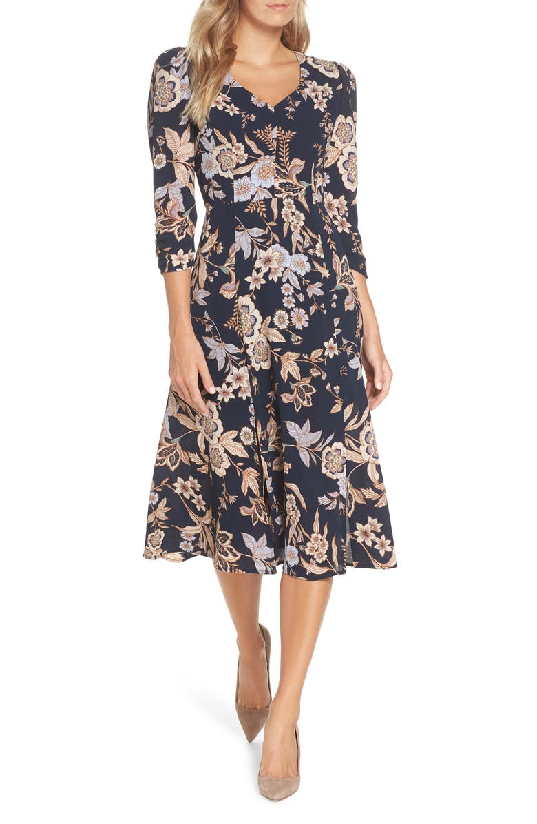Eliza J Floral Midi Dress, Main, color,