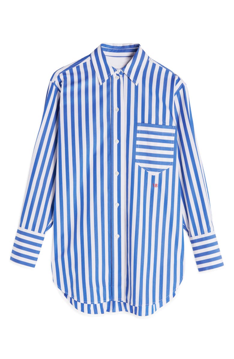 Victoria Beckham Stripe Oversize Cotton Button-Up Shirt, Main, color, 