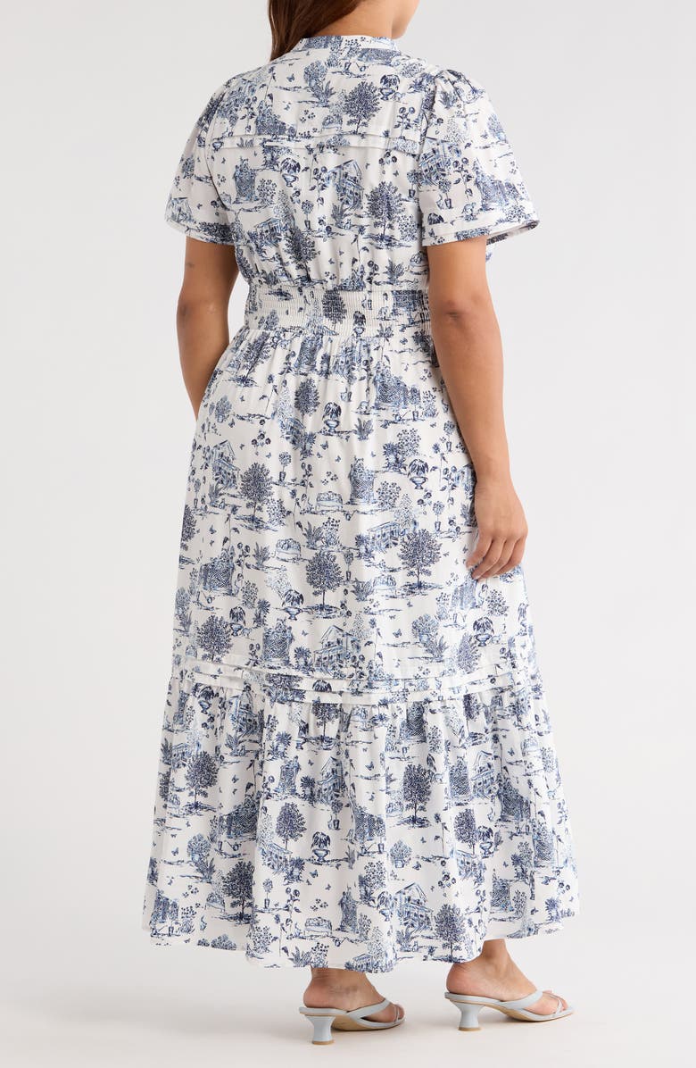 SUGARLIPS Renzo Toile Cotton Poplin Maxi Dress, Alternate, color, White/ Blue/ Multi
