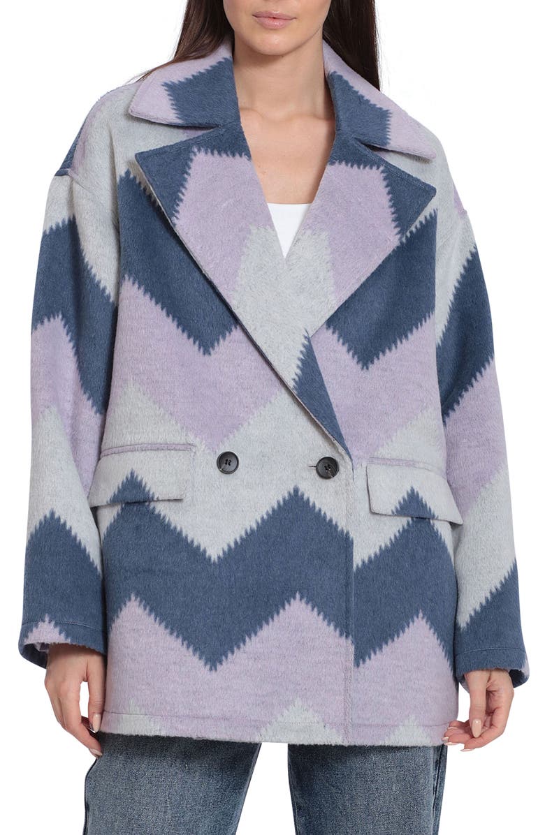 Avec Les Filles Oversize Chevron Peacoat, Alternate, color, 