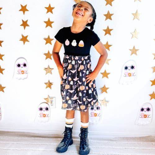 Sweet Wink Boo Halloween Short Sleeve Tutu Dress In Black