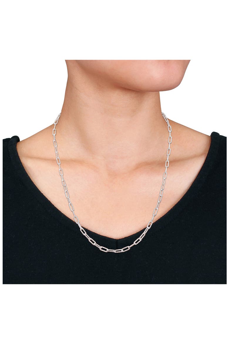 Textured Paper Clip Chain Necklace, Alternate, color, SILVER