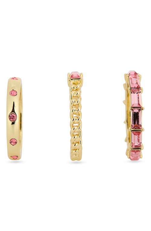 Covet Set Of Three Cz Rings In Pink