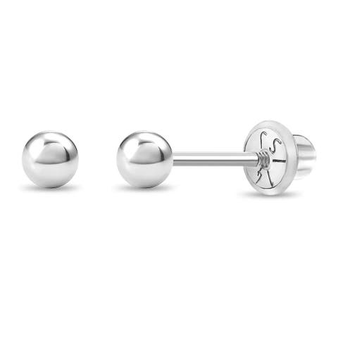 14k Classic Ball White Gold Earrings