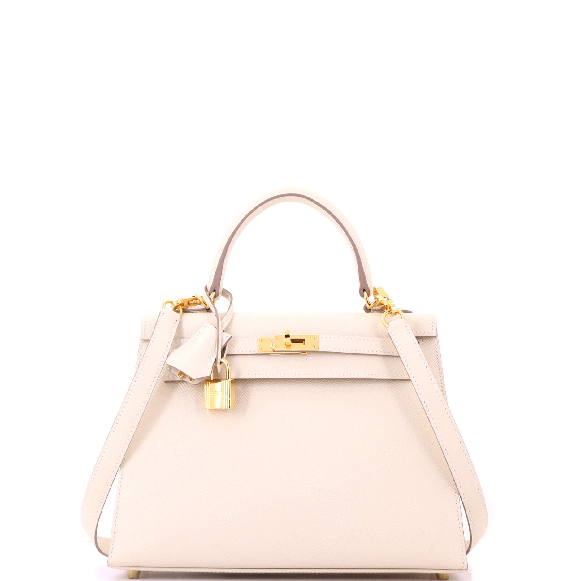 Pre-Owned Hermes Kelly Handbag Light Epsom with Gold Hardware 25, Main, color, Nata