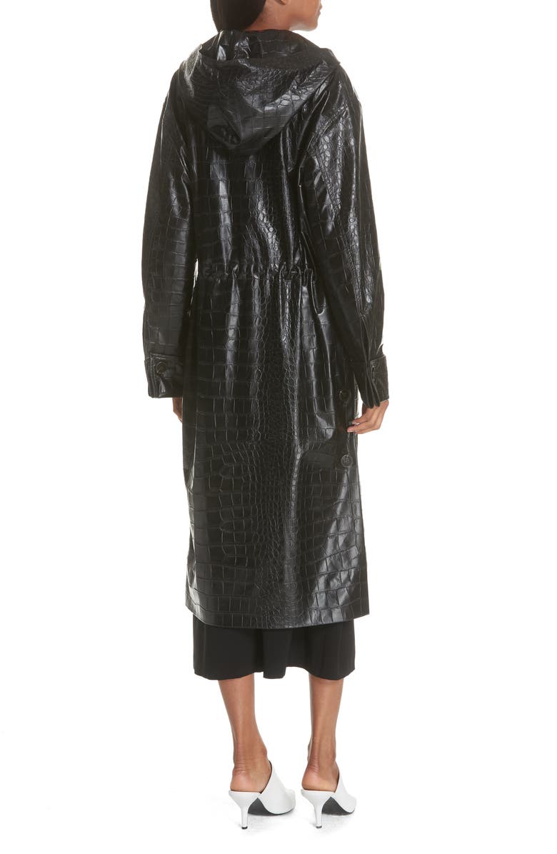 Nanushka Gus Faux Crocodile Trench Coat, Alternate, color,