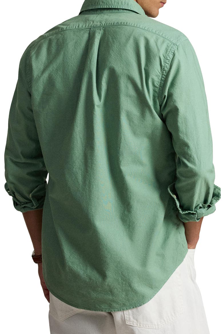 Classic Fit Solid Garment Dyed Cotton Button-Down Oxford Shirt, Alternate, color, FADED MINT