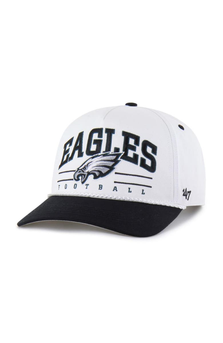 '47 Men's '47 White/Black Philadelphia Eagles Roscoe Two-Toned Hitch Adjustable Hat, Main, color, White