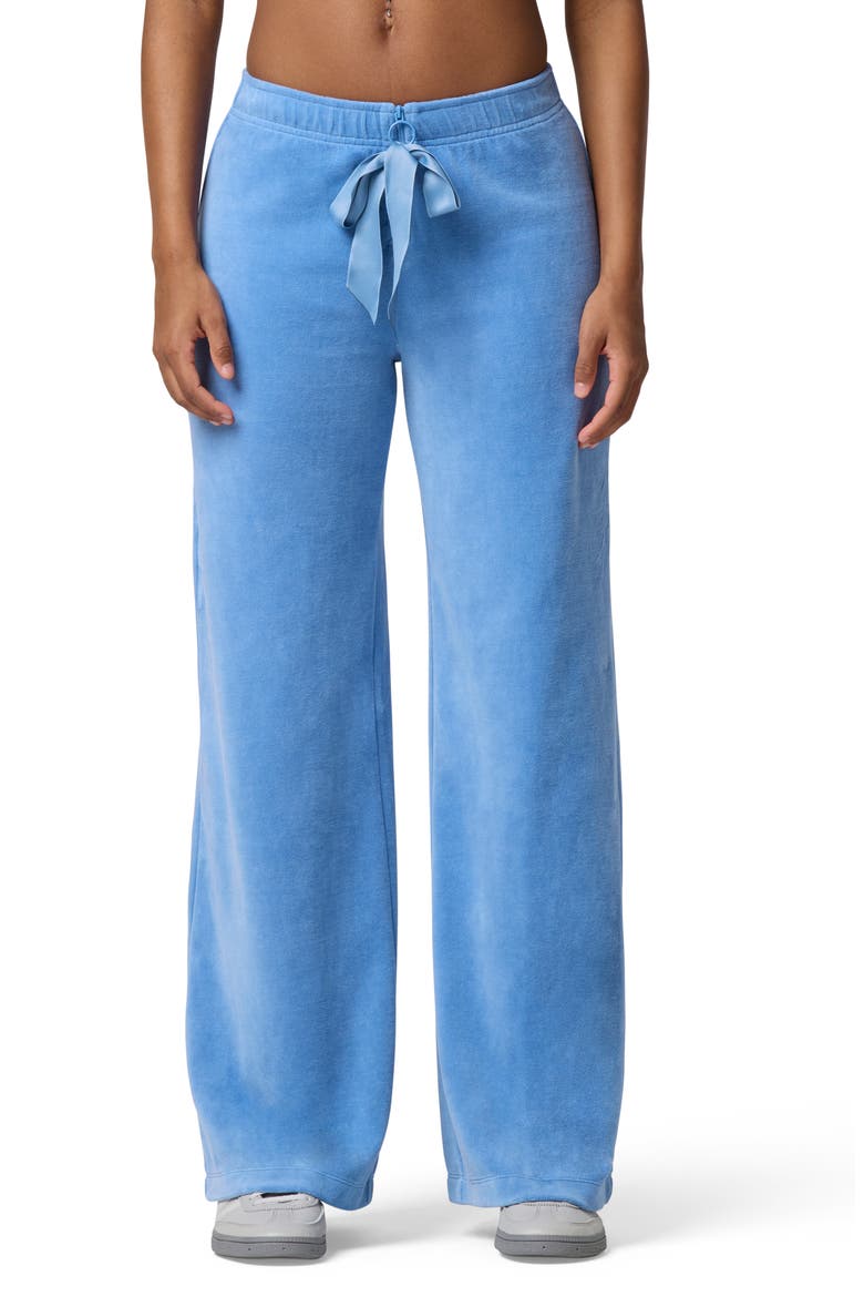 Velour Wide Leg Pants, Main, color, VINTAGE BLUE