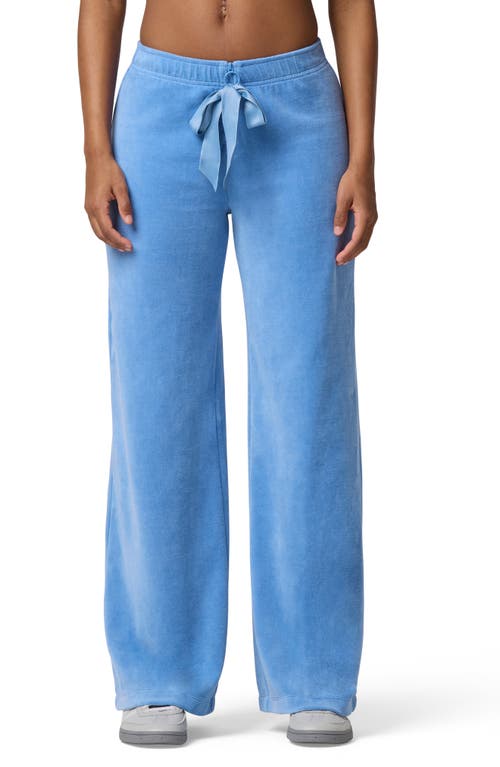 Florence By Mills Velour Wide Leg Pants In Blue