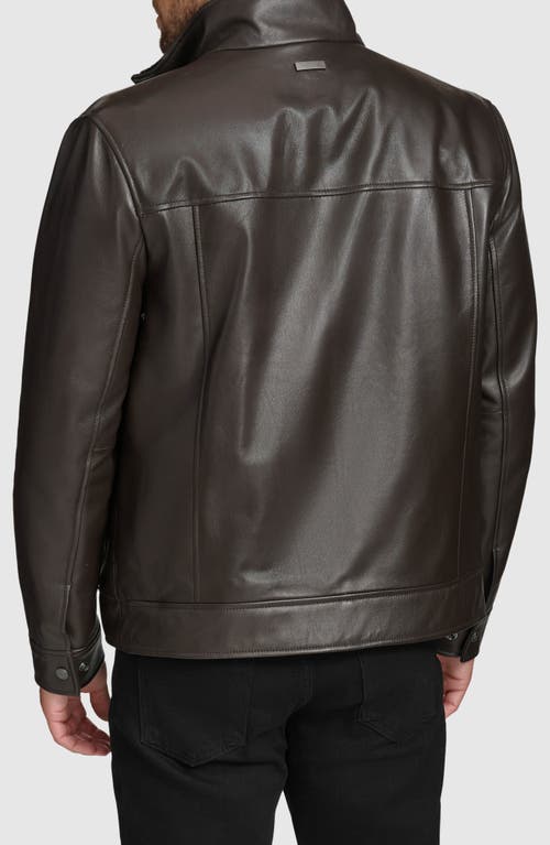 Andrew Marc Leather Moto Jacket With Attached Bib In Black