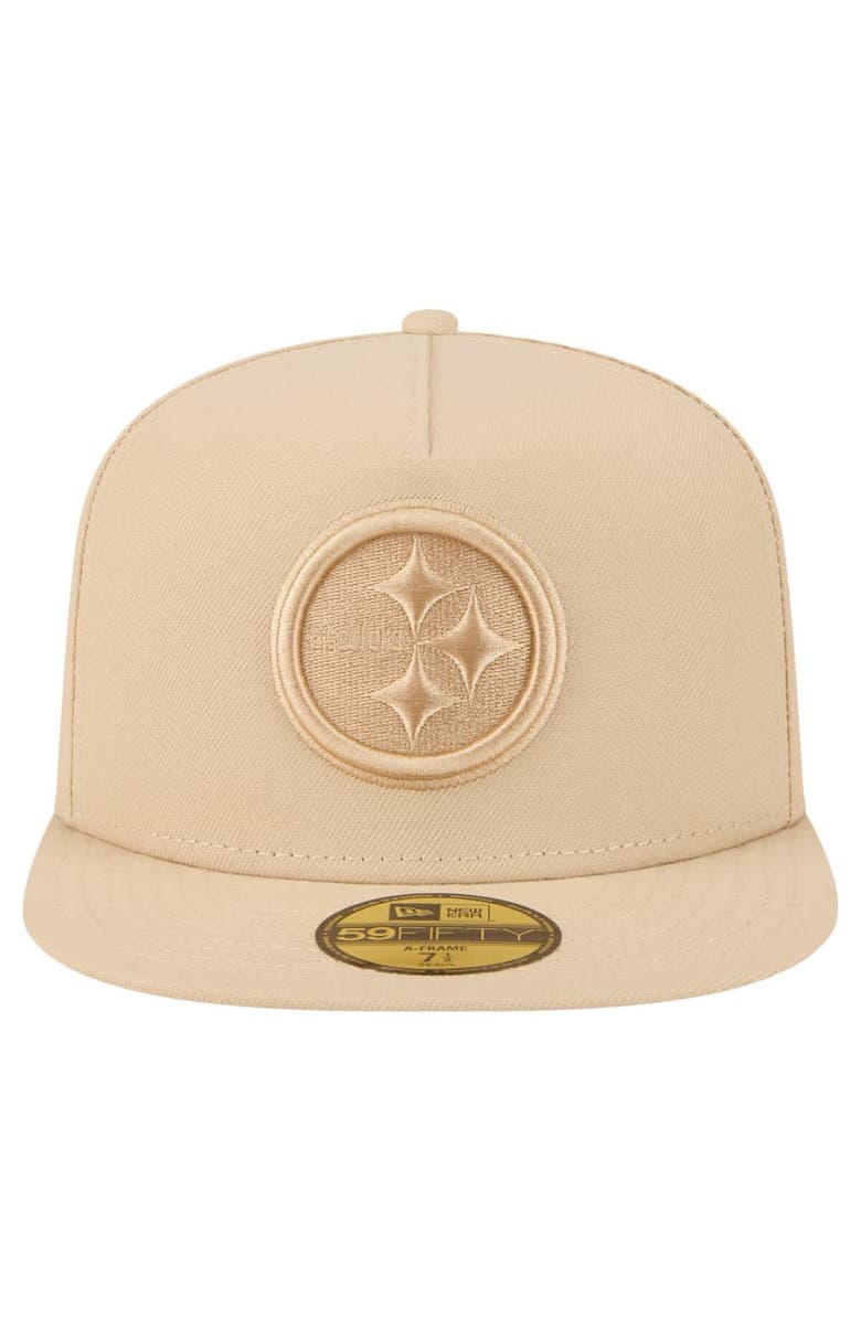 New Era Men
s New Era Beige Pittsburgh Steelers Color Pack A-Frame 59FIFTY Fitted Hat, Alternate, color, Beige