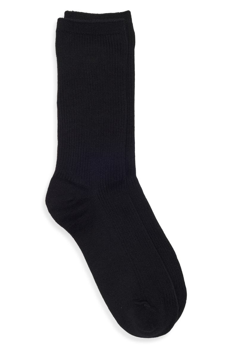 Everyday Rib Crew Socks, Alternate, color, BLACK