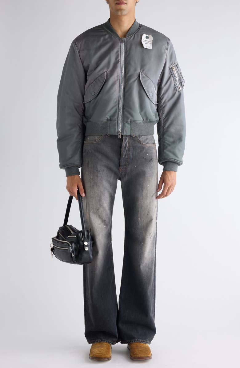 Acne Studios Orby Nylon Twill Bomber Jacket, Alternate, color, Stone Grey