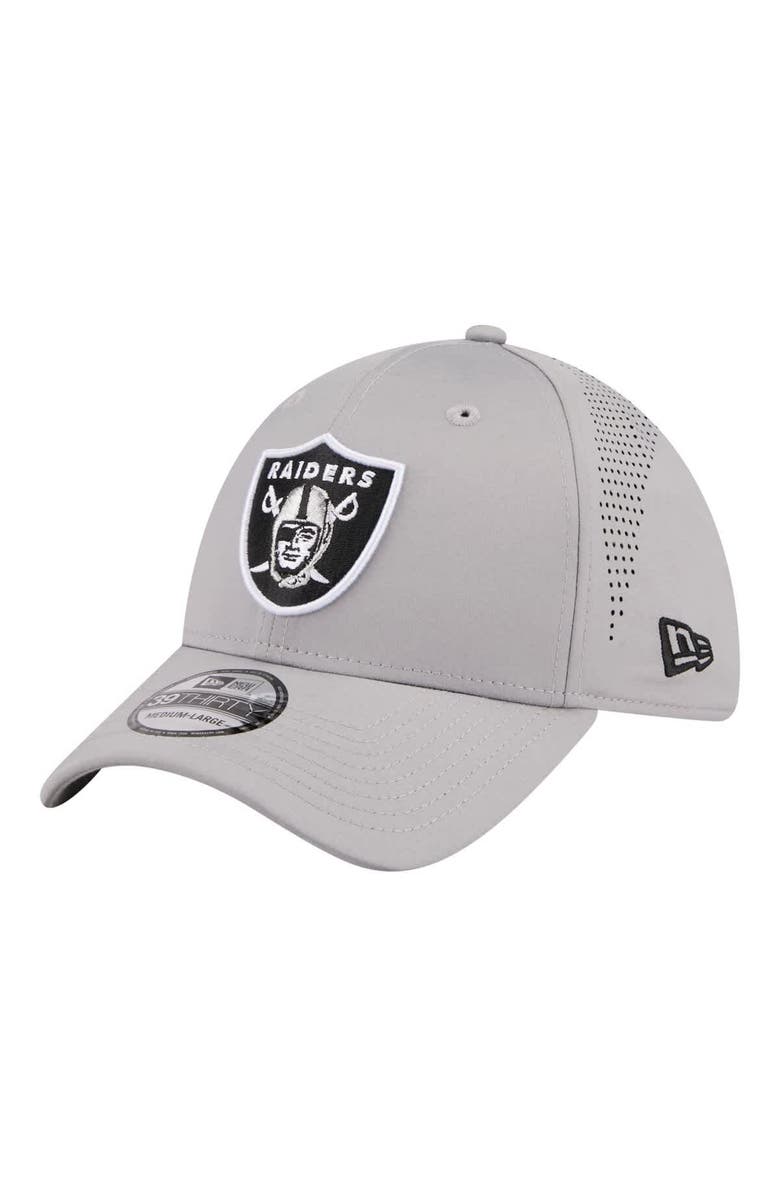 New Era Men's New Era  Gray Las Vegas Raiders Perforated 39THIRTY Flex Hat, Main, color, Gray