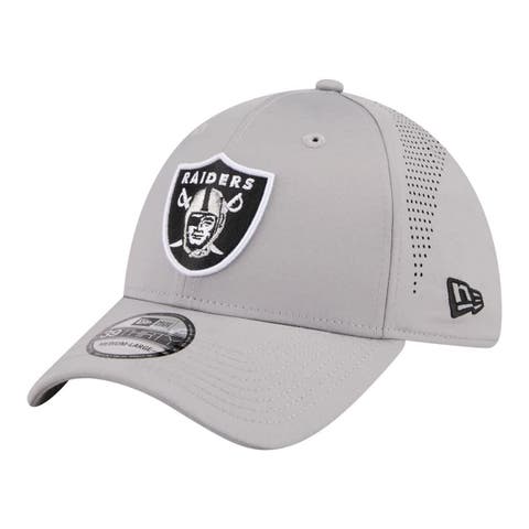 Men's New Era  Gray Las Vegas Raiders Perforated 39THIRTY Flex Hat